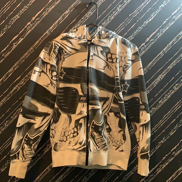 GRAPHIC SKULL ZIP UP HOODIE - Picture 1 of 3